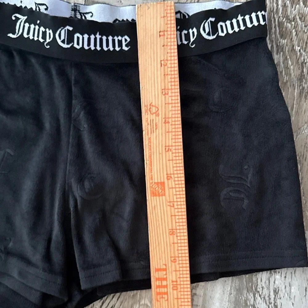 Juicy Couture Women Y2K Velour Sleep Shorts Logo‎ Waistband Size S Black Lounge